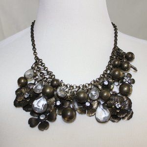🤎 Bronze Floral Daisy Jeweled Neckl